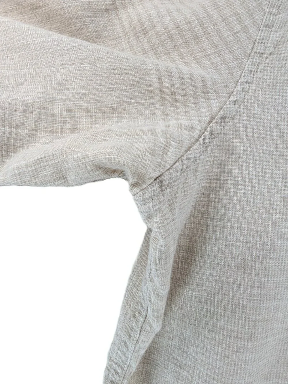 J Crew Irish Linen Shirt Mens Size XL Beige Classic Baird McNutt Plaid Pocket